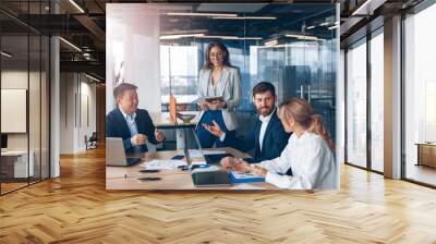 A group of business people partners during a set team meeting in the modern office.High quality  Wall mural