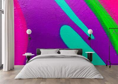 Beautiful colorful street art graffiti background. The wall is decorated with abstract drawings house paint. Modern style urban culture of street youth. Abstract picture on wall Wall mural