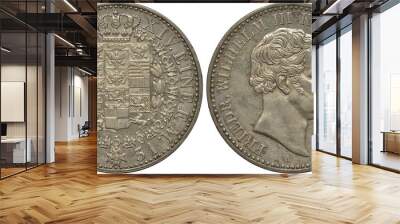 Germany German silver coin one thaler 1831, Land Prussia, crowned shield with numerous elements surrounded by collar of the order, date below, King Friedrich Wilhelm III head right, Wall mural