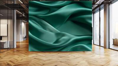 Emerald fabric wonder. Gentle waves on a shiny surface. Celebrate design with grace. Dive into elegance. Wall mural