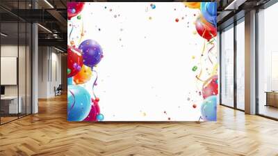 Festive balloons and confetti frame for a joyful celebration Wall mural