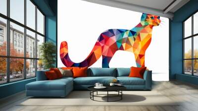 Geometric Play: Cat in Abstract Shapes, Cats, white background, vector style Wall mural