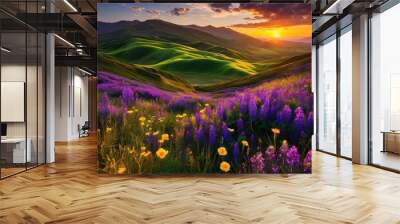 breathtaking landscapes showcasing diverse study destinations across stunning environments scenic locations, nature, mountain, hill, river, lake Wall mural