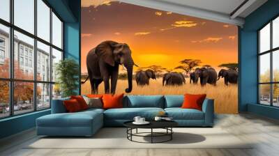 majestic animals vibrant natural habitats capturing grace beauty under breathtaking landscapes, mammal, bird, reptile, fish, wildlife, nature, savanna Wall mural