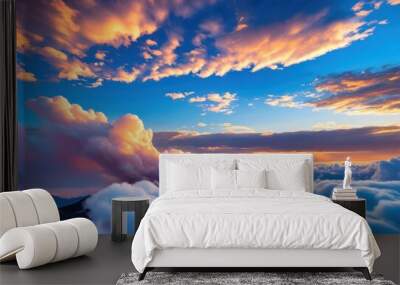 majestic cloud landscapes draped vibrant blue skies capturing enchanting natural beauty atmospheric dynamics, azure, cobalt, cerulean, sky, horizon, nature Wall mural