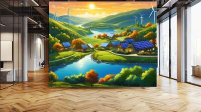 vibrant scenic landscapes featuring sustainable resource management techniques breathtaking ideal environment, scenery, nature, greenery, ecology Wall mural