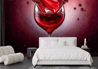 vibrant wine glass capturing dynamic swirling motion rich red liquid clear glass container, beverage, drink, alcoholic, refreshment, elegant, transparent Wall mural