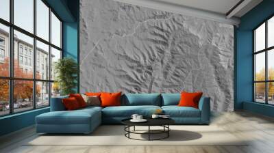 Butha-Buthe, Lesotho - outlined. Grayscale Wall mural