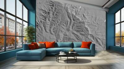 Mokhotlong, Lesotho - outlined. Grayscale Wall mural