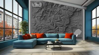 Quthing, Lesotho. Grayscale. Major cities Wall mural