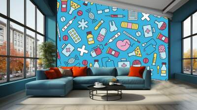 seamless pattern with medical design elements Wall mural