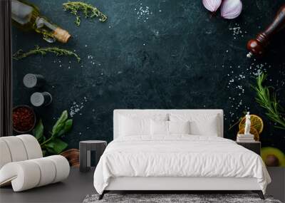 Cooking banner. Food. Top view. Free space for your text. Wall mural