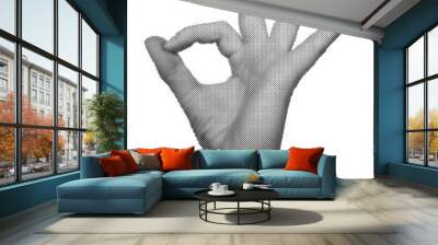 Halftone woman hand showing ok. Collage element for posters, banner, social media Wall mural