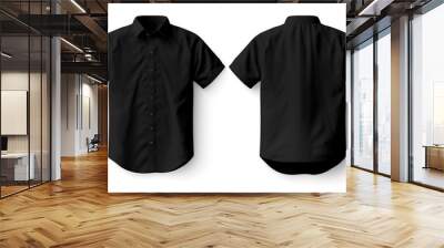 black collared shirt isolated on white background mock up Wall mural