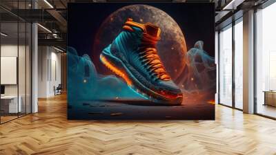 futuristic sneakers  photography and a space in a background Wall mural