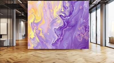 Lavender and soft yellow smeared acrylics in a pastel-toned abstract art piece, Wall mural