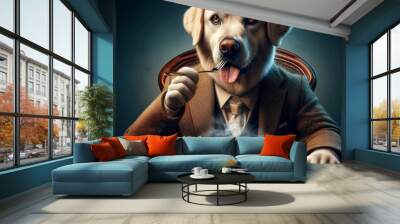 dog with food Wall mural