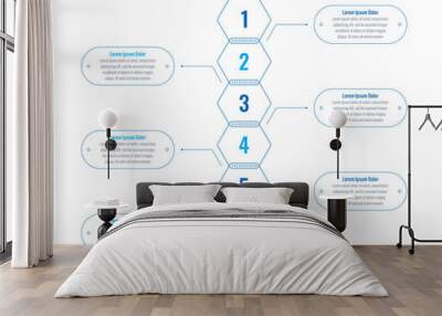  infographic template for annual report, magazine. infographic template for business, education, industry, science world. six options information template. contour hexagons information template Wall mural