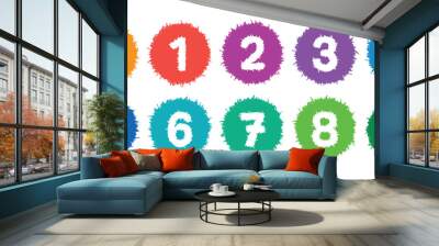 colorful 0-9 numbers inside round. 0-9 numbers serrated around Wall mural