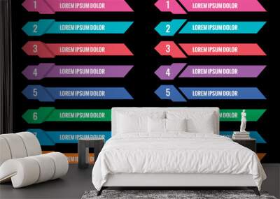 eight steps banner template on black background. colorful and horizontal bar banners Wall mural