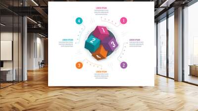 infographic template with four options. colorful cubes info template. web, presentation, catalog, business, annual report infographic template Wall mural