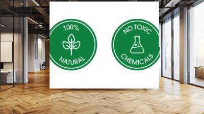 gmo-free, 100% natural, no toxic chemicals, paraben-free icon set vector illustration Wall mural