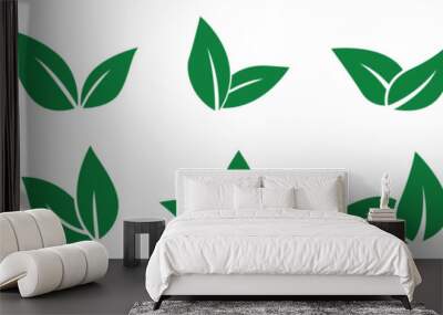 green leaves , logo, icon set vector illustration  Wall mural