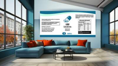 supplement label design template editable vector illustration  Wall mural