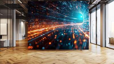 Immerse yourself in the mesmerizing world of digital dreams, where vibrant hues dance in harmony, illuminating the path to a future filled with endless possibilities. Wall mural