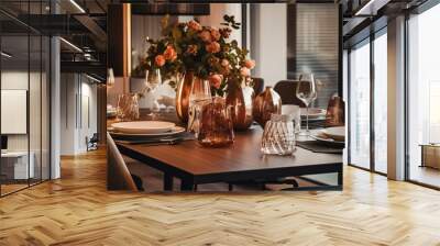 A photo of a chic dining room with a stylish table set Wall mural