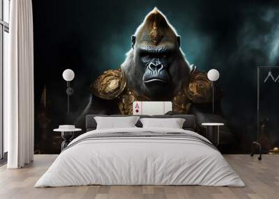 anoop chana gorilla on a king playing card Wall mural