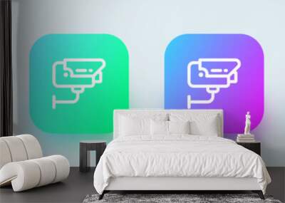 Cctv line icon in square gradient colors. Security camera signs vector illustration. Wall mural