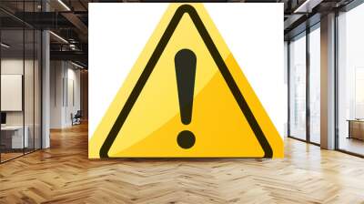 Exclamation mark icon in yellow colors. Caution symbol in triangle. Wall mural