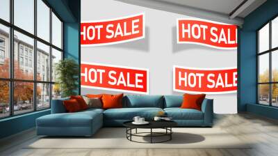 Hot sale tag. Sale sticker set. Set of sale tags and labels. Shopping stickers and badges vector mockup. Wall mural