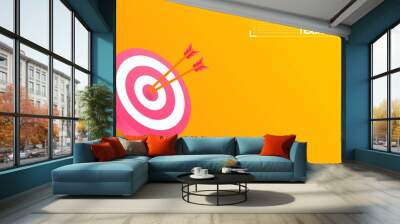 Target hit in center by arrows. Pink darts target with two arrows hit on target. Success business concept. Wall mural