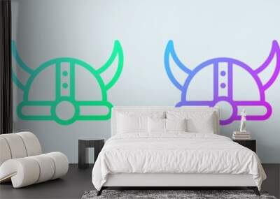 Viking helmet line icon in gradient colors. Helmet with horns signs vector illustration. Wall mural