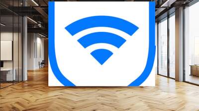 Wifi icon in blue and white colors. Wireless signs vector illustration. Wall mural