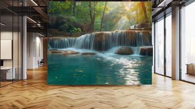 waterfall in the forest Wall mural