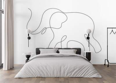 Cute elephant in continuous line art drawing style. Minimalist black linear sketch isolated on white background. Vector illustration. Wall mural