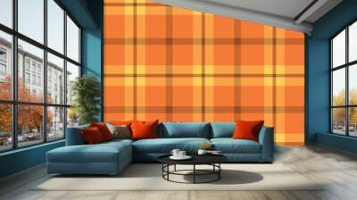 Autumn Plaid Gingham Tartan seamless pattern in orange, yellow and brown. For autumn fabric, textile, tablecloth and Textures. Wall mural