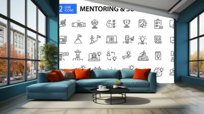 Set of 32 mentoring, coaching and success strategies icons. Pixel perfect, editable stroke Wall mural