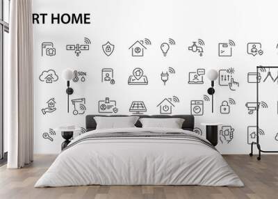 Smart home icons mega set. Pixel perfect, editable stroke line Wall mural