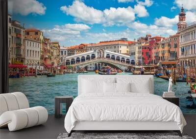 Bridge Rialto on Grand canal famous landmark panoramic view Wall mural