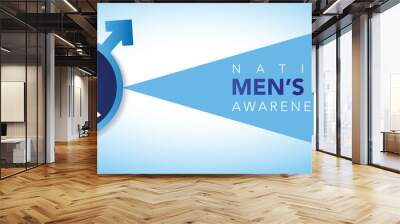 Men health awareness month poster or banner of blue ribbon. Vector no shave symbol for social solidarity event against man Movember healthcare prostate cancer campaign. Takes place in June Wall mural