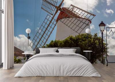 Traditional windmill in a park, Teguise, Lanzarote, Spain Wall mural