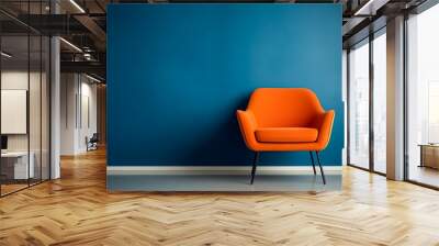 Midcentury modern electric interior design with armchair on colorful wall Wall mural