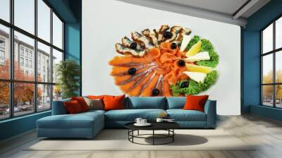 Assorted fish on a plate Wall mural