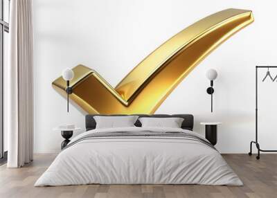 A shiny gold tick mark, often symbolizing confirmation or correct choice Wall mural