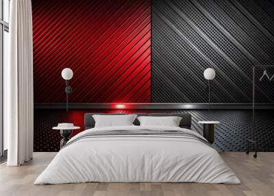 abstract red and black are light pattern with the gradient is the with floor wall metal texture soft tech diagonal background black dark sleek clean modern. Wall mural