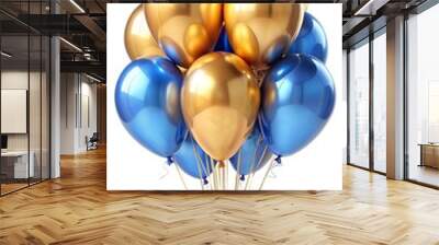 golden and blue festival bloons in groups isolated on white Wall mural